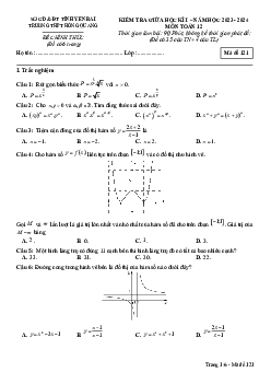 Đề giữa học kì 1 Toán 12 năm 2023 – 2024 trường THPT Hồng Quang – Yên Bái