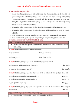 Phương pháp giải toán 9 hệ số góc của đường thẳng y=ax+b (có đáp án và lời giải chi tiết)