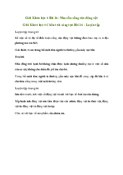 Giải Khoa học lớp 4 Bài 16: Nhu cầu sống của động vật| Chân trời sáng tạo