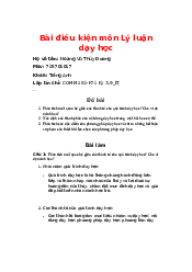 Bài điều kiện môn Lý luận dạy học  | Đại học Sư phạm Hà Nội