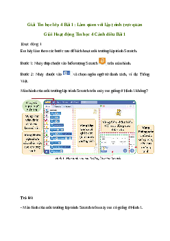 Giải Tin học lớp 4 Bài 1: Làm quen với lập trình trực quan | Cánh diều