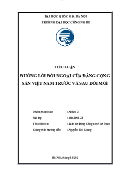 Tiểu luận Đường lối đối ngoại của Đảng trong thời kỳ đổi mới