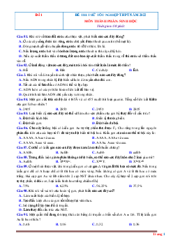 TOP 10 Bộ đề thi thử TN THPTQG sinh học 2022 (có đáp án và lời giải chi tiết)