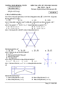 Đề thi giữa HK1 Toán 10 năm 2020 – 2021 trường THPT Đỗ Đăng Tuyển – Quảng Nam
