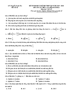 Đề thi thử THPT QG 2020 môn vật lý  do thầy giáo Nguyễn Xuân Trị biên soạn (có đáp án)
