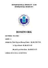 Bài tập về nhà học phần Financial Accounting | Trường Đại học Quốc tế, Đại học Quốc gia Thành phố Hồ Chí Minh