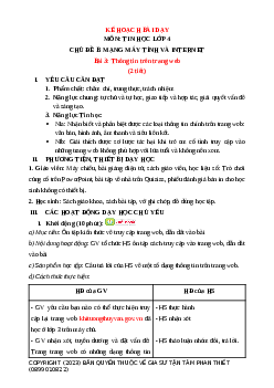 Giáo án Tin học lớp 4 Bài 3: Thông tin trên trang Web | Chân trời