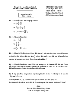 Đề thi HK2 Toán 6 năm 2019 – 2020 trường THCS Phan Sào Nam – TP HCM