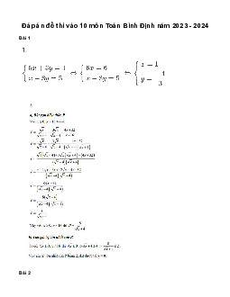Đề thi vào 10 môn Toán năm 2023 - 2024 sở GD&ĐT Bình Định
