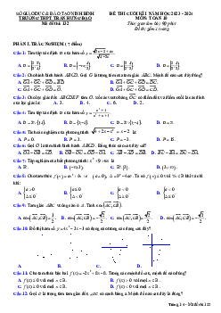 Đề học kỳ 1 Toán 10 năm 2023 – 2024 trường THPT Trần Hưng Đạo – Ninh Bình