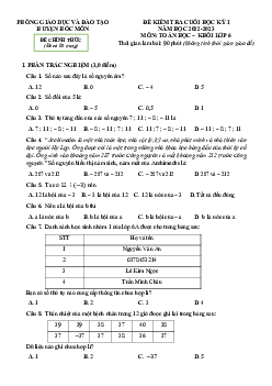 Đề cuối học kỳ 1 Toán 6 năm 2022 – 2023 phòng GD&ĐT Hóc Môn – TP HCM