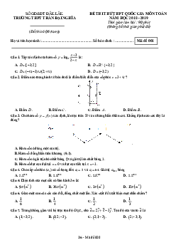 Đề thi thử Toán THPT QG 2019 trường THPT Trần Đại Nghĩa – Đăk Lăk