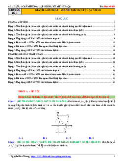 Các dạng toán GTLN – GTNN của hàm số thường gặp trong kỳ thi THPTQG