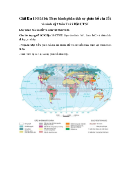 Giải Địa 10 Bài 16: Thực hành phân tích sự phân bố của đất và sinh vật trên Trái Đất CTST( có đáp án)