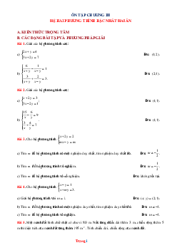 Ôn tập chương III hệ phương trình bậc nhất hai ẩn đại số lớp 9 (có đáp án và lời giải chi tiết)