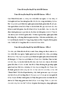 Văn mẫu lớp 6: Tóm tắt truyền thuyết Sự tích Hồ Gươm (11 mẫu) | Cánh diều