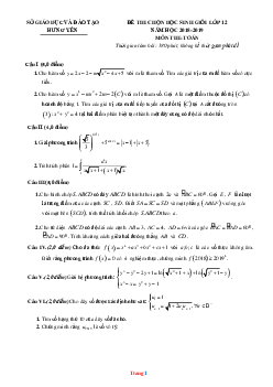Đề Thi Chọn HSG Toán 12 Sở GD-ĐT Hưng Yên 2018-2019 Có Đáp Án Và Lời Giải