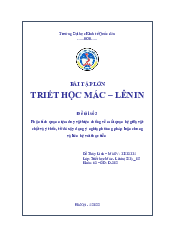 Phân tích quan niệm duy vật biện chứng về mối quan hệ giữa vậtchất và ý thức, từ đó xây dựng ý nghĩa phương pháp luận chungvà liên hệ với thực tiễn  - Triết học Mác Lenin | Đại học Kinh Tế Quốc Dân