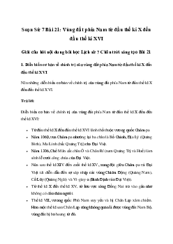 Giải Lịch sử 7 Bài 21: Vùng đất phía Nam từ đầu thế kỉ X đến đầu thế kỉ XVI | Chân trời sáng tạo