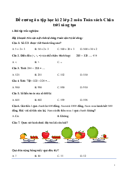 Đề cương ôn tập học kì 2 môn Toán 2 sách Chân trời sáng tạo