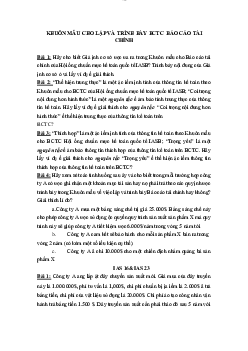 Đề cương bài tập tình huống môn Chuẩn mực báo cáo tài chính quốc tế với từng dạng bài tập cụ thể