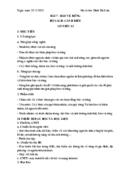 Giáo án Công nghệ 7 Bài 7: Bảo vệ rừng | Cánh diều