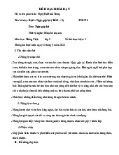 Kế Hoạch Bài Dạy Tiếng Việt 3: Ngày Gặp Lại | Môn Giáo dục tiểu học - Đại học Thủ đô Hà Nội
