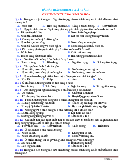 Trắc nghiệm Địa 7 Bài 17: Ô nhiễm môi trường ở đới ôn hòa (có đáp án)
