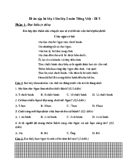 Bài tập ôn hè lớp 1 lên lớp 2 năm 2024 môn Tiếng Việt - Đề 5