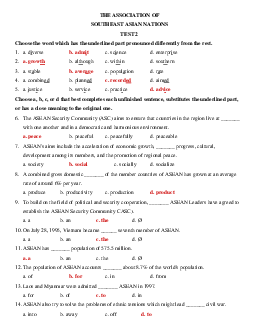 Bài tập Tiếng Anh lớp 12 Unit 16 THE ASSOCIATION OF SOUTHEAST ASIAN NATIONS có đáp án (2)