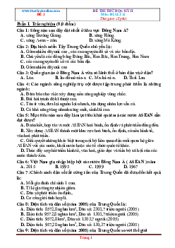 Bộ đề thi Địa lí 11 Học Kỳ 2 năm học 2020-2021 (Có đáp án)