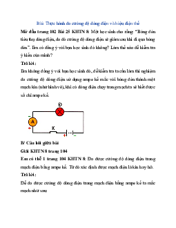 Giải Khoa học tự nhiên 8 bài 25: Thực hành đo cường độ dòng điện và hiệu điện thế | Kết nối tri thức