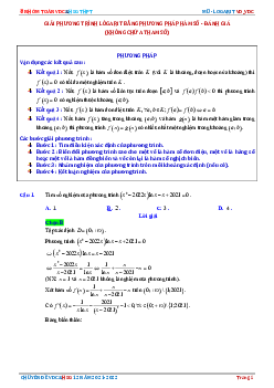 Phương trình lôgarit không chứa tham số