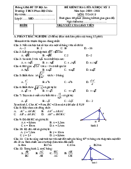 Đề thi giữa kì 1 Toán 9 năm 2020 – 2021 trường THCS Phan Bội Châu – Quảng Nam