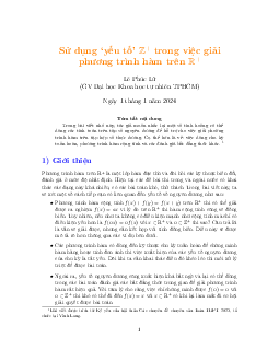 Sử dụng yếu tố Z+ trong việc giải phương trình hàm trên R+ – Lê Phúc Lữ