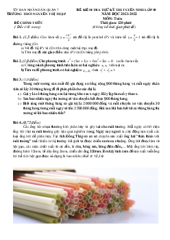 Đề thi thử Toán vào lớp 10 năm 2021 – 2022 trường THCS Nguyễn Thị Thập – TP HCM