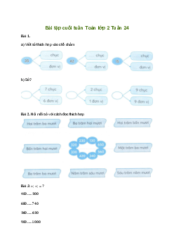 Bài tập cuối tuần lớp 2 môn Toán Kết nối tri thức - Tuần 24