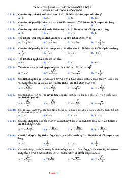 Trắc Nghiệm Thể Tích Khối Chóp Mức Nhận Biết Và Thông Hiểu
