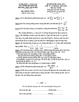 Đề thi HK1 Toán 11 năm 2019 – 2020 trường THPT Trần Phú – TP HCM