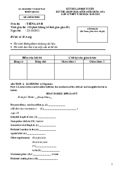 Đề thi chọn đội tuyển dự thi Học sinh giỏi quốc gia THPT năm 2011 môn Tiếng Anh tỉnh Tuyên Quang (có đáp án)