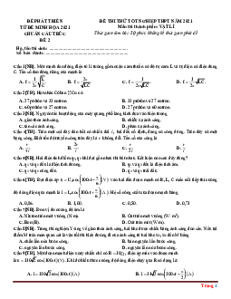 Đề thi thử tốt nghiệp môn lý theo đề minh họa 2021 (đề 2) (có đáp án)