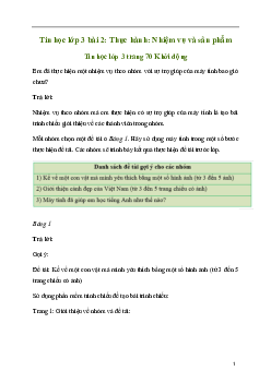 Giải Tin học lớp 3 Bài 2: Thực hành: Nhiệm vụ và sản phẩm | Cánh diều