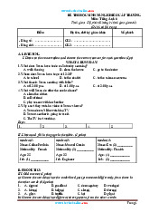 Đề thi học sinh năng khiếu cấp trường môn Tiếng Anh lớp 6