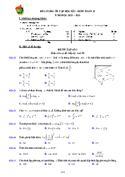 TOP5 đề ôn tập cuối kì 1 Toán 12 năm 2023 – 2024 trường THPT Việt Đức – Hà Nội