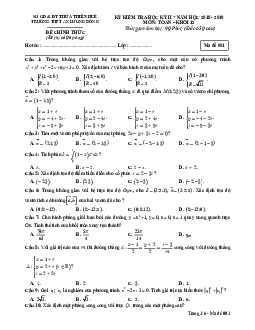 Đề kiểm tra HK2 Toán 12 năm 2018 – 2019 trường An Lương Đông – TT Huế