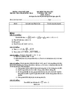 Đề kiểm tra học kỳ 1 Toán 9 năm học 2018 – 2019 trường THCS Phạm Hồng Thái – Hà Nội