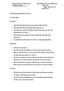 Đề cương ôn tập học kì 1 môn Ngữ văn 10 sách Kết nối tri thức với cuộc sống
