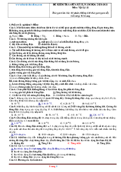 Đề kiểm tra giữa học kỳ 2 môn Lý 11 có đáp án (đề 2)