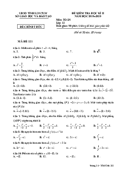 Đề thi học kì 2 Toán 12 năm học 2019 – 2020 sở GD&ĐT Kon Tum