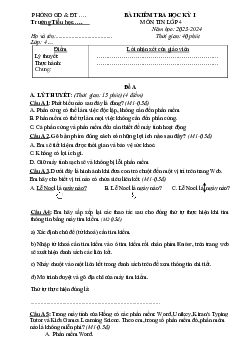 Đề thi học kì 1 môn Tin học 4 năm 2023 - 2024 sách Kết nối tri thức với cuộc sống | đề 1